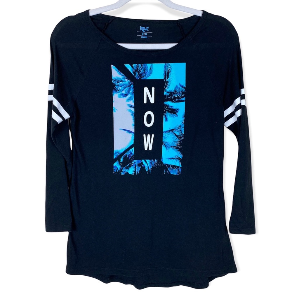 Everlast Sears Now Palm Tree Graphic Scoop Neck Half Sleeve Workout  Top